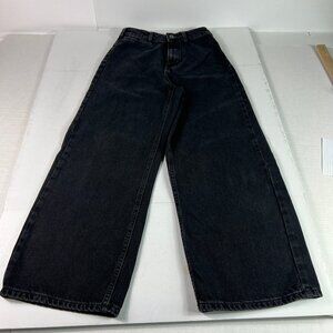 Zara Jeans Women's 25x25* Marine Straight High Rise Wide Leg Black Denim Tag 4